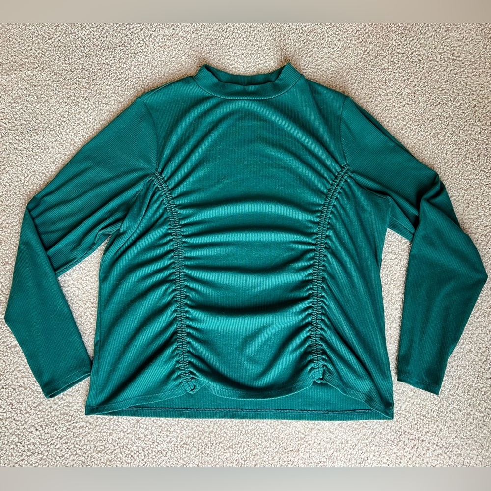 Gathered Shirred Drawstring Front Tee